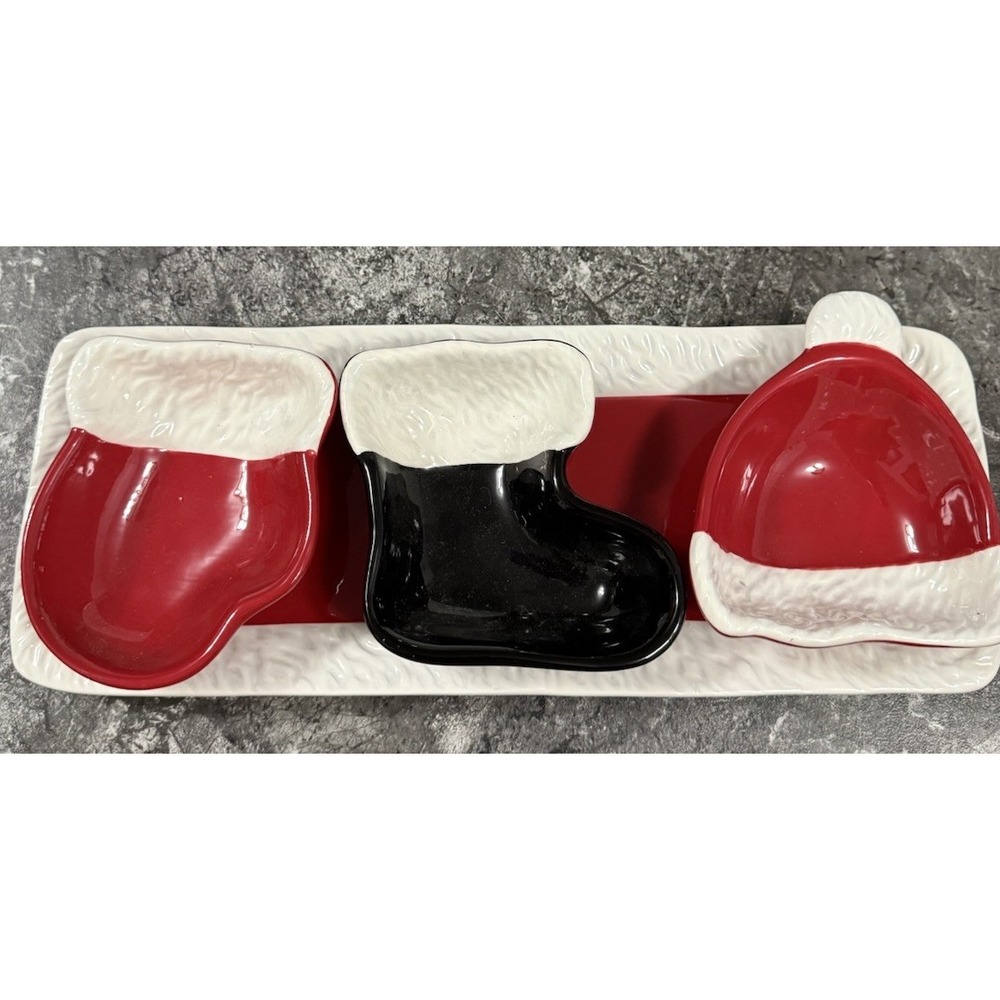 New St Nicholas Square‎ Christmas Traditions Tray & bowl Set Santa Snacks